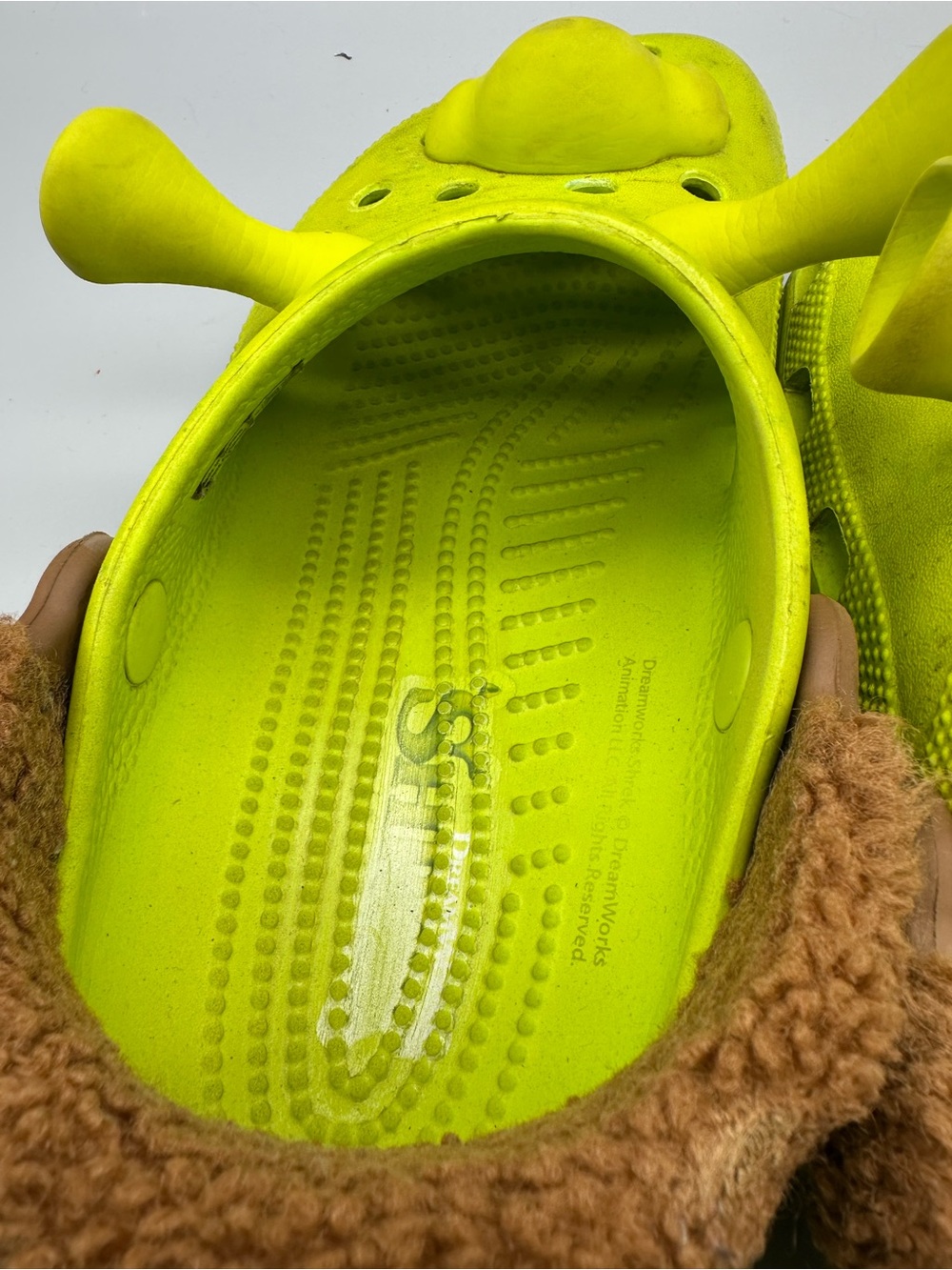 Crocs Classic Clog Shrek Lime Green Kids Size J6 Ogre Ears Nose Jibbitz Shoes - Picture 7 of 8